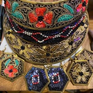 New Vintage 90s Choker Bangle and Earrings set. Different styles.